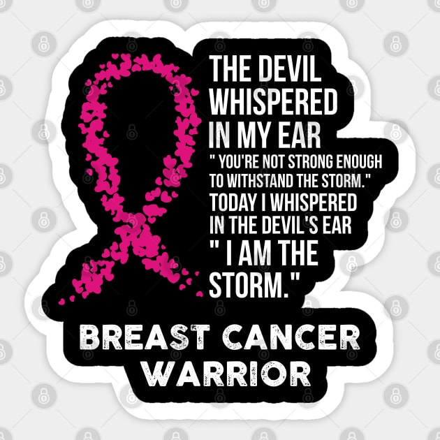 The Devil- Breast cancer Awareness Support Ribbon Sticker by HomerNewbergereq